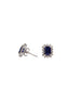 Blue Sapphire Step Cut Halo Earrings