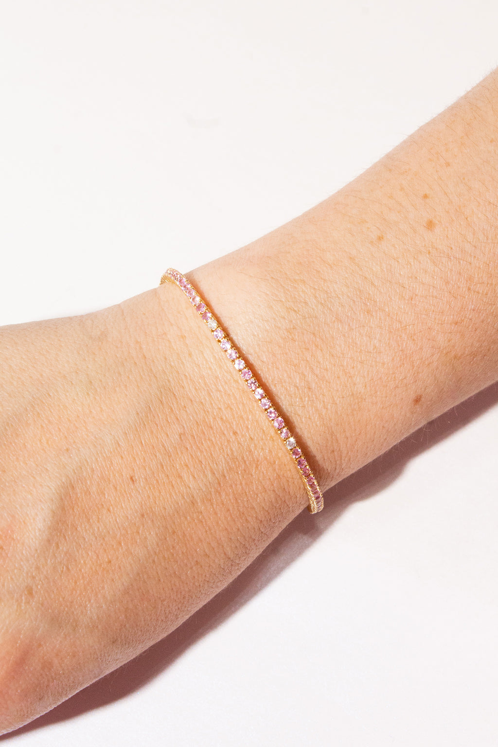 Pink Sapphire & Diamond Tennis Bracelet