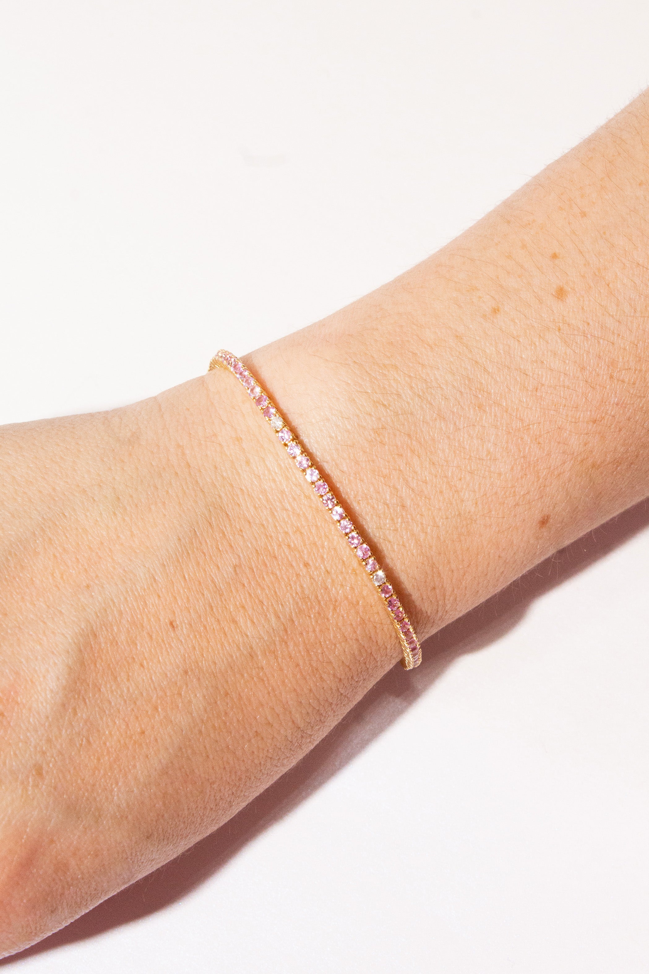 Pink Sapphire & Diamond Tennis Bracelet