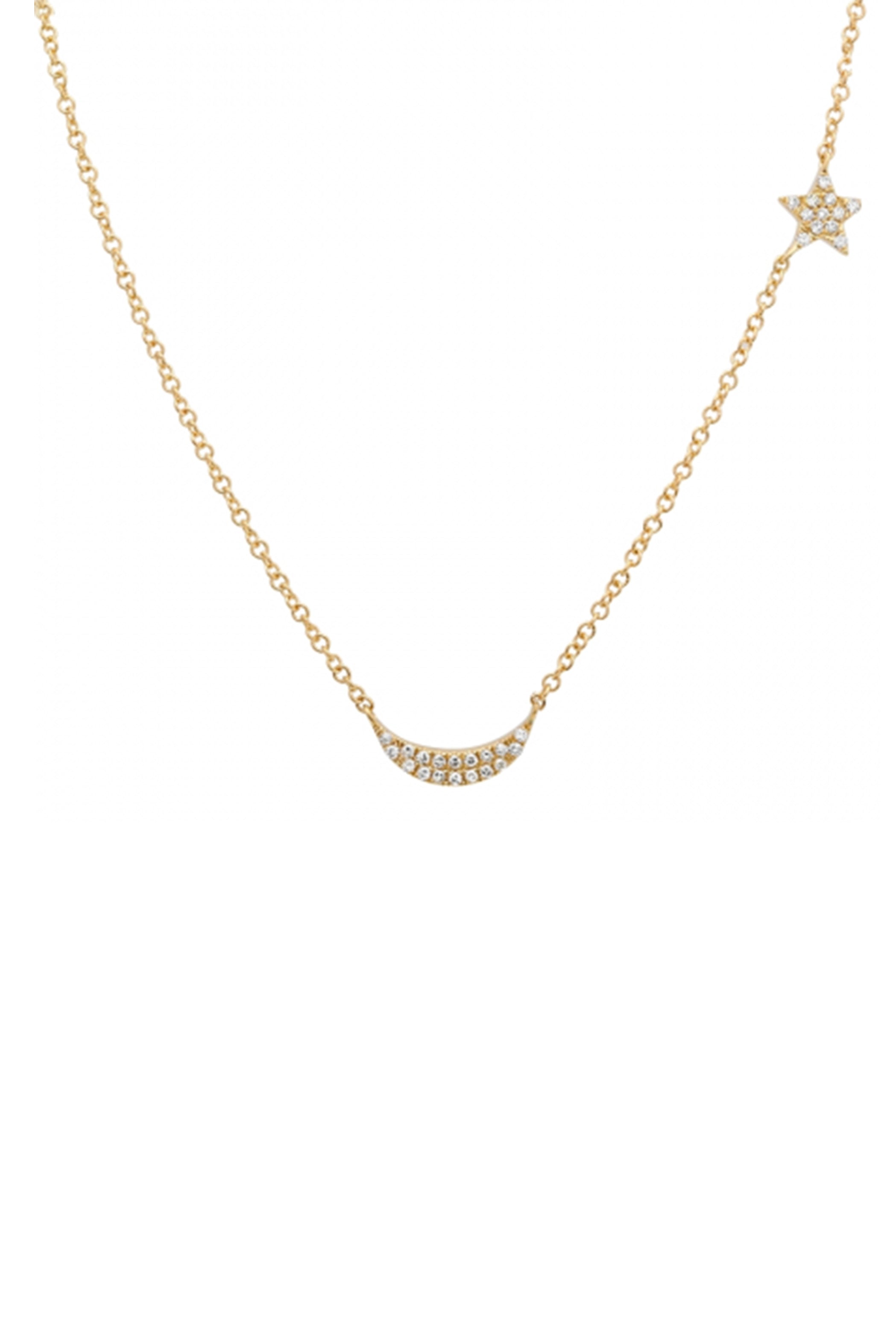 Diamond Star & Moon Necklace