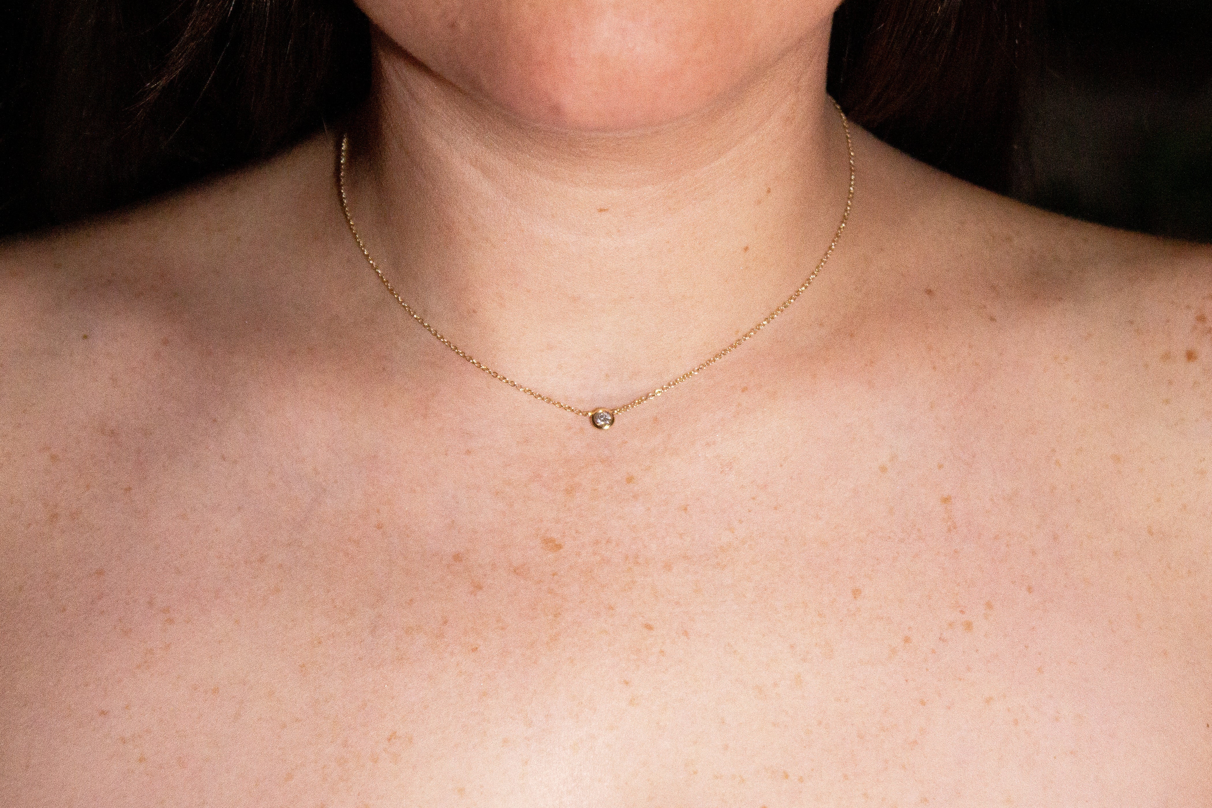 Bezel Set Solitaire Diamond Necklace Secondary image