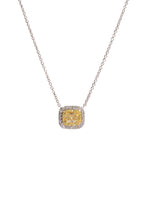 Fancy Yellow & White Diamond Double Halo Necklace