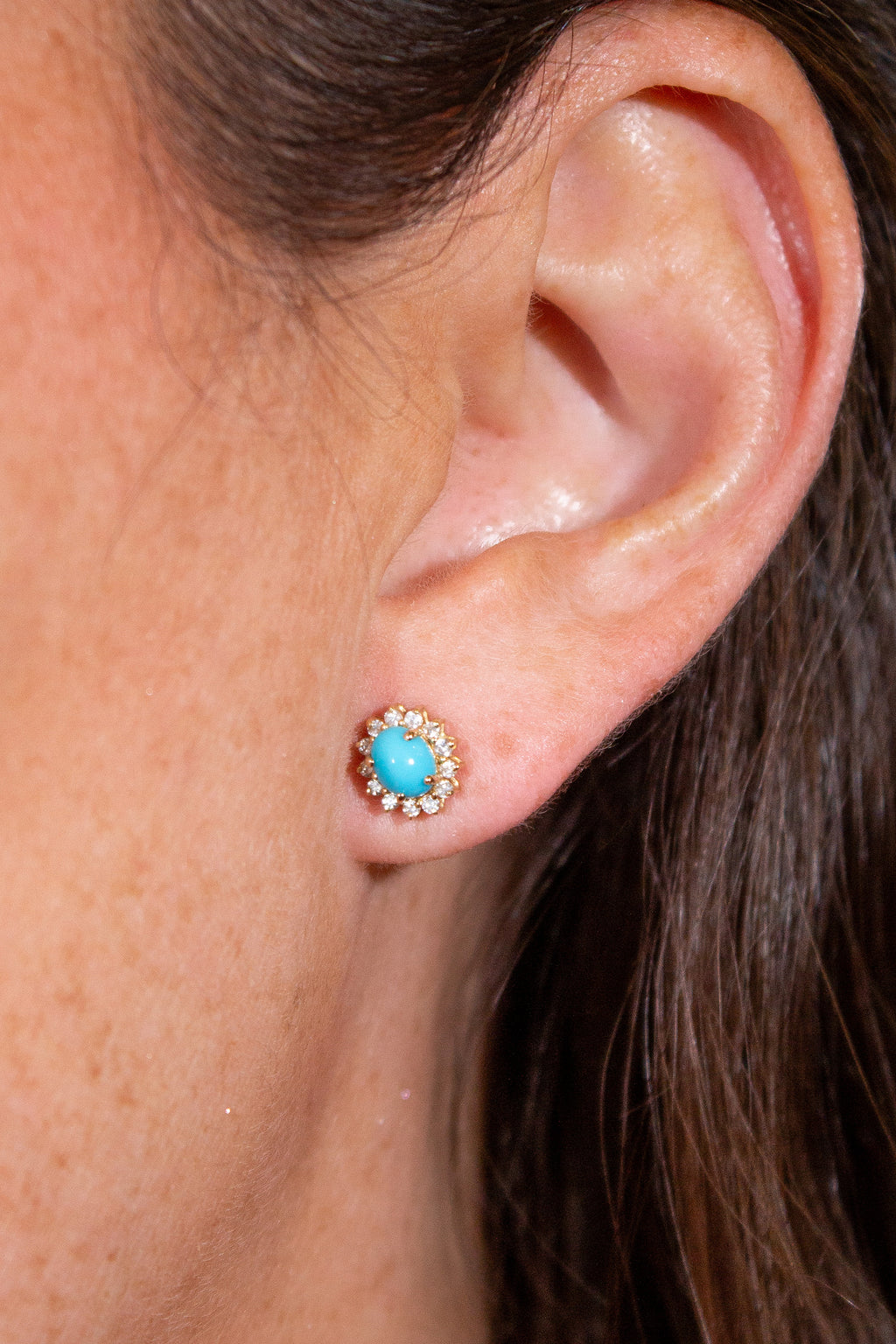 Mini Turquoise & Diamond Earrings