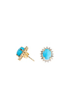 Medium Turquoise & Diamong Earrings