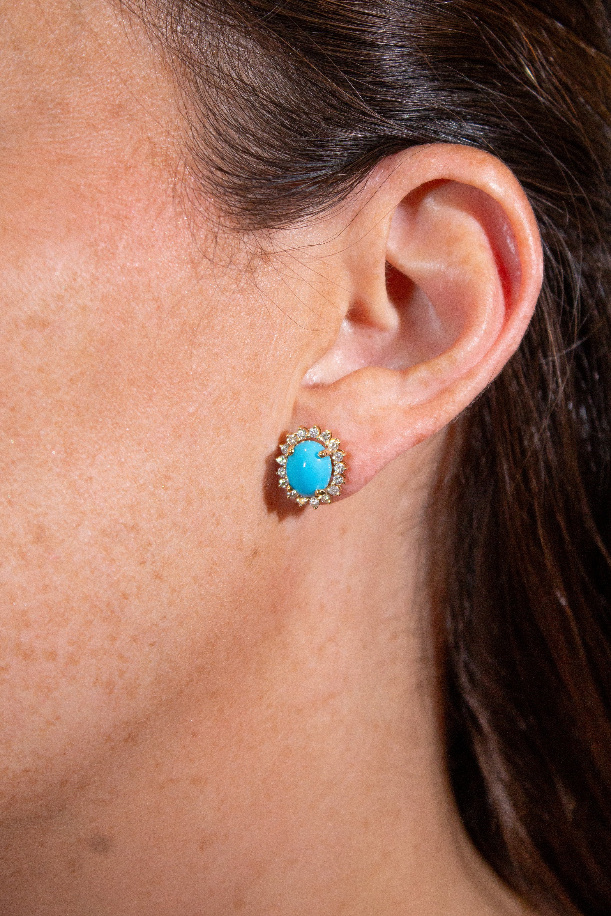 Medium Turquoise & Diamong Earrings Secondary image