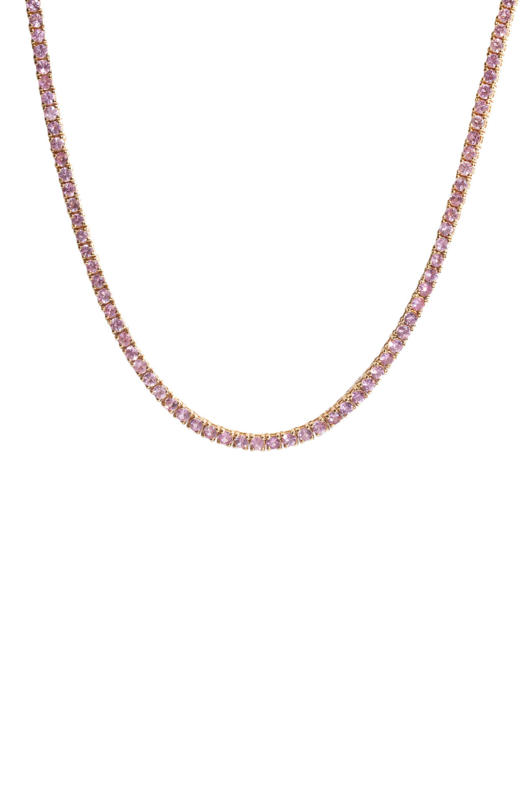 Pink Sapphire Tennis Necklace