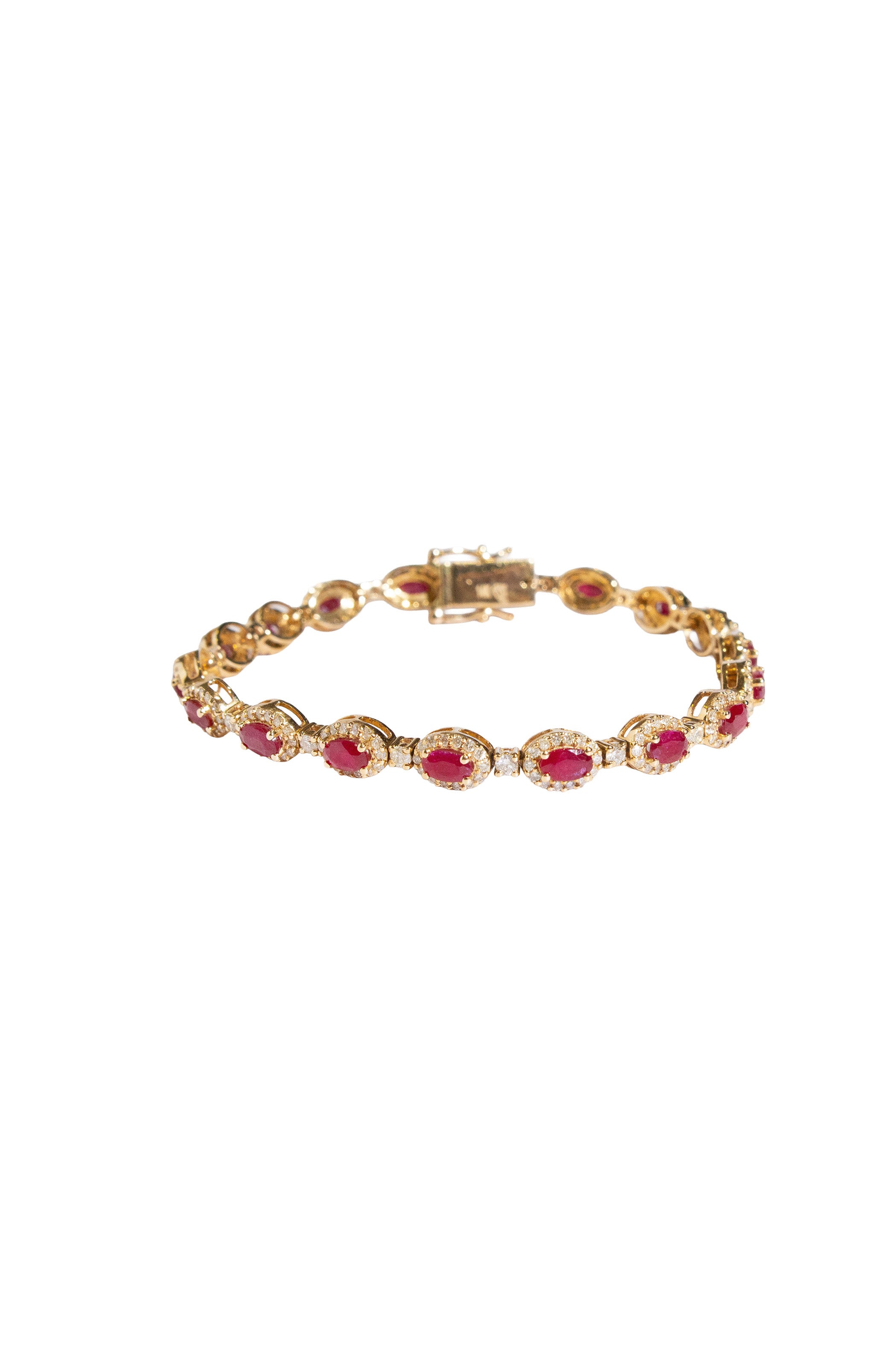 Oval Ruby & Diamond Halo Bracelet Main image
