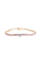 Pink Sapphire Tennis Bracelet with Diamond Heart