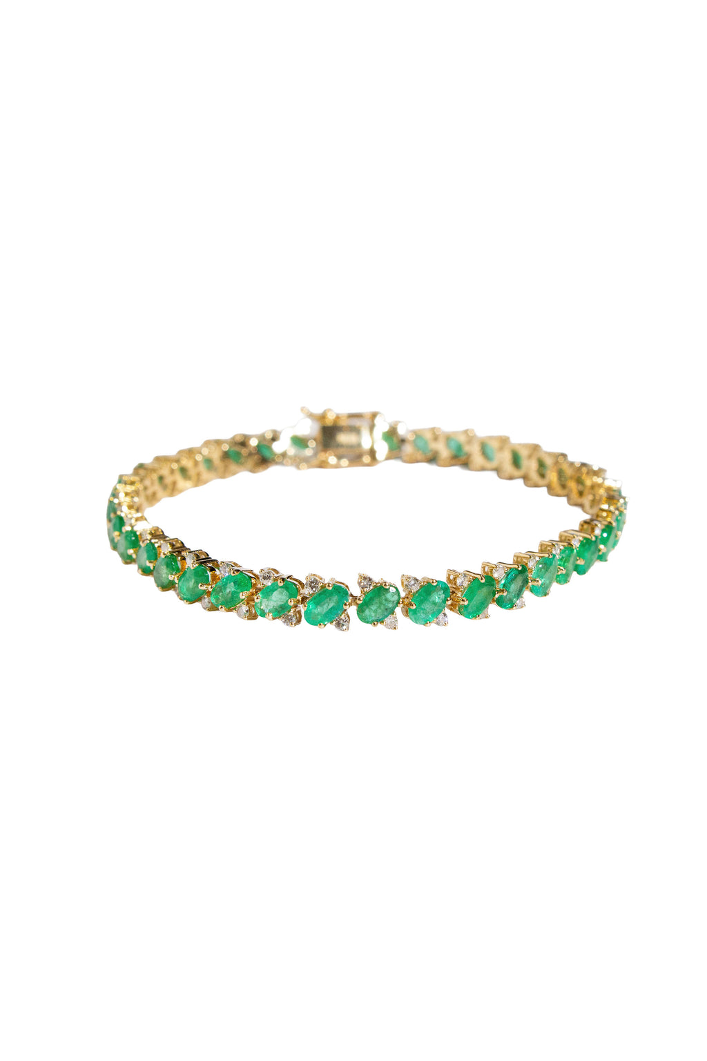 Oval Emerald & Diamonds Bracelet