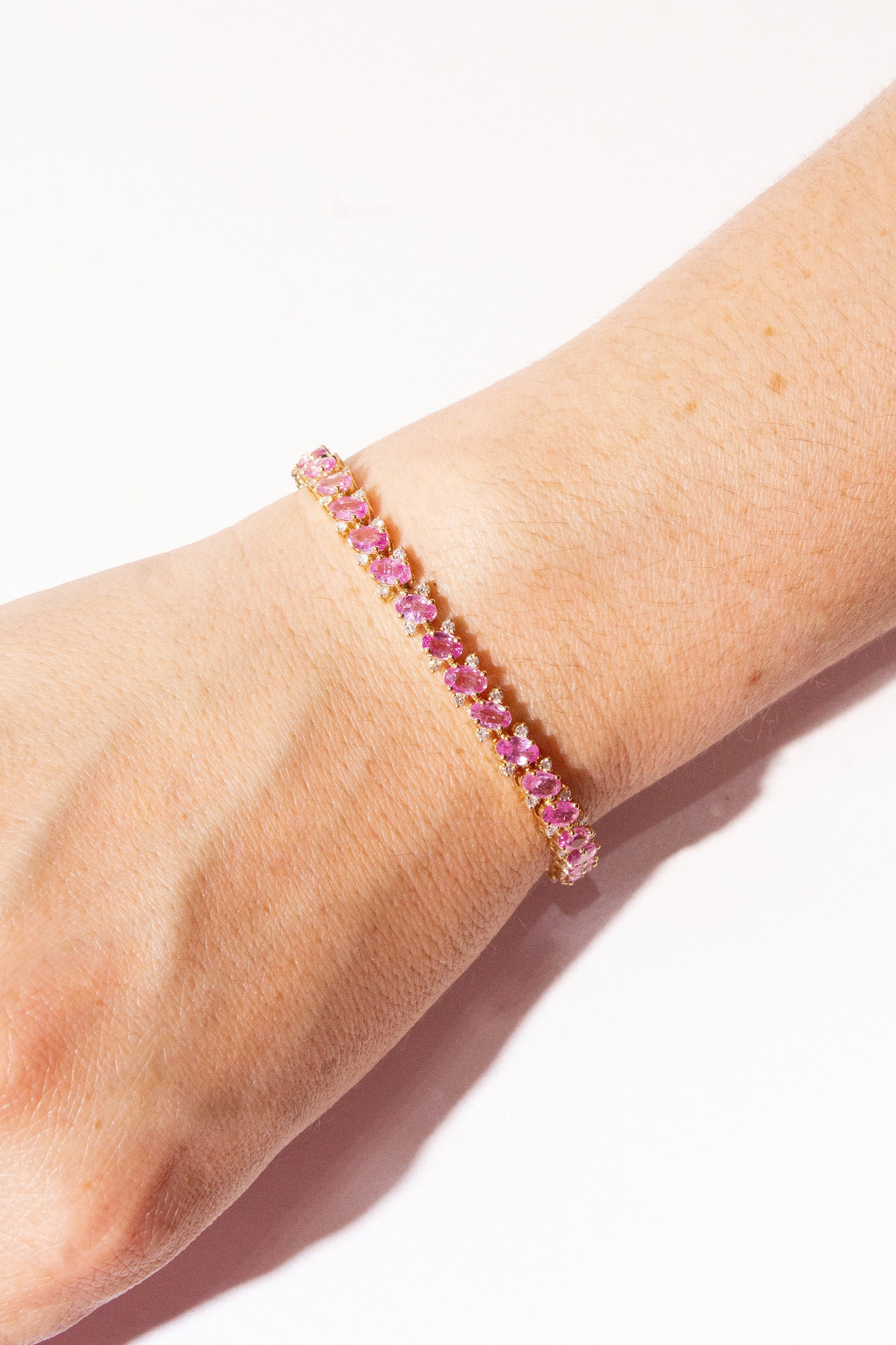 Oval Pink Sapphire & Diamonds Bracelet Secondary image