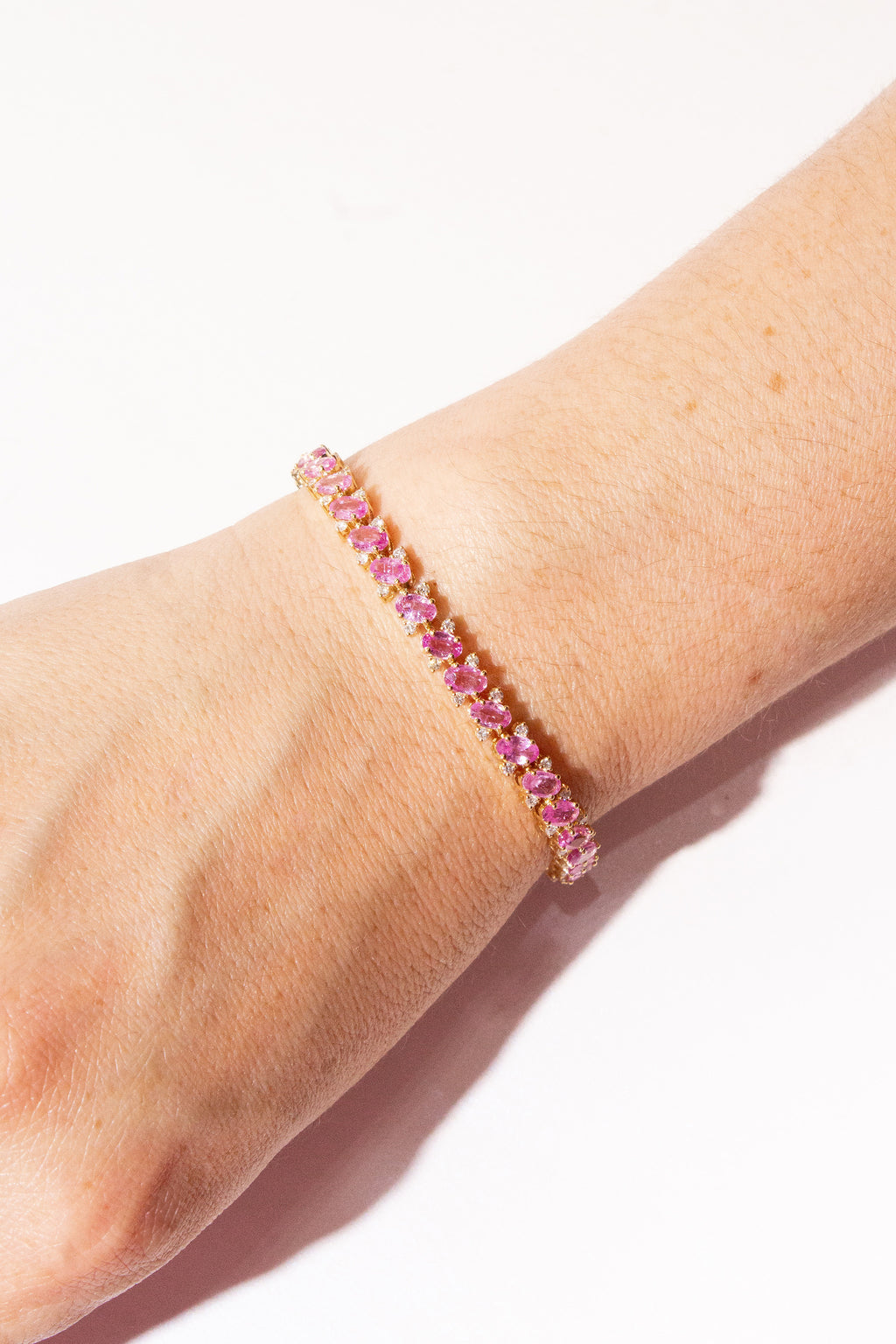 Oval Pink Sapphire & Diamonds Bracelet