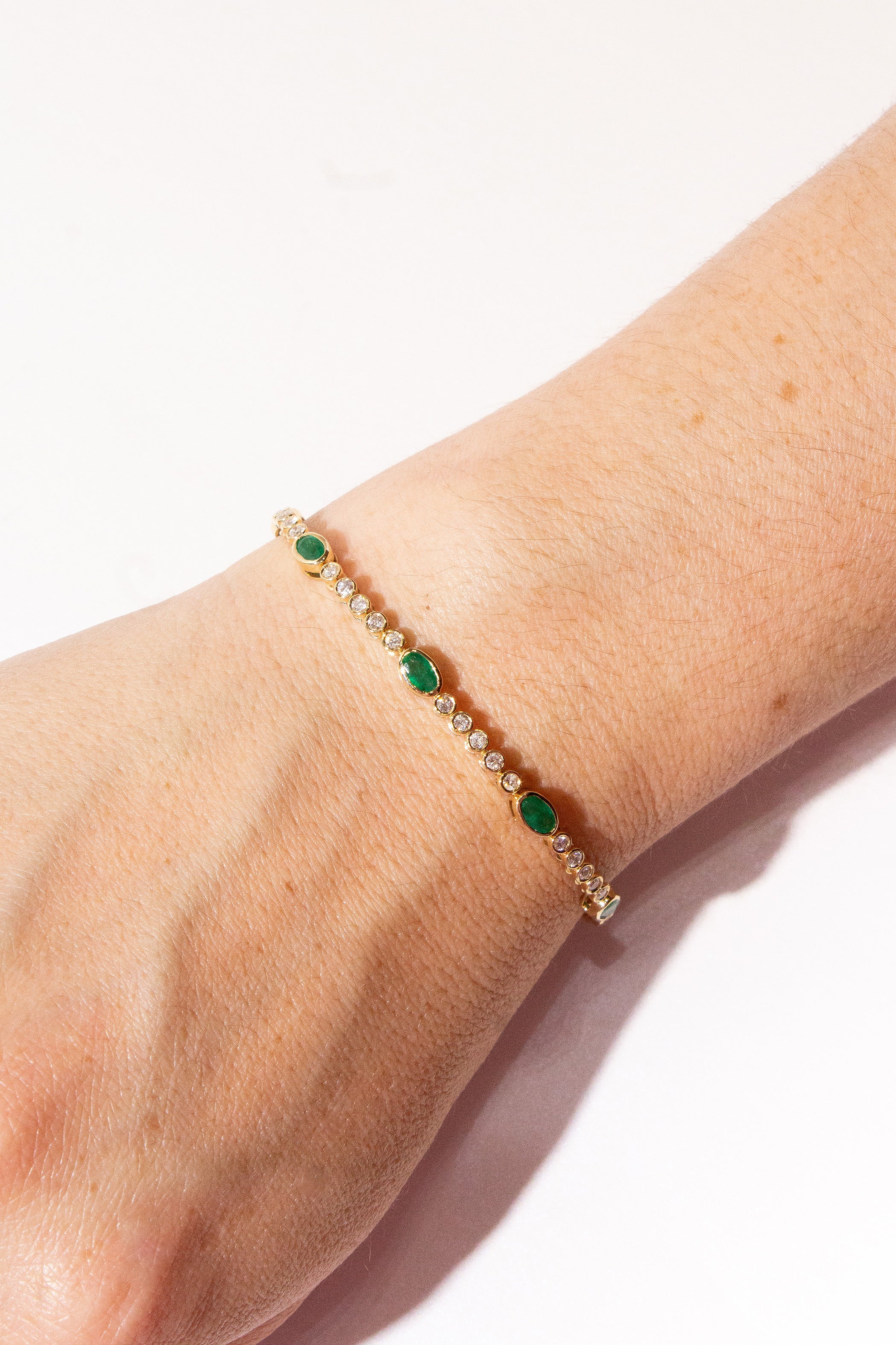 Station Bezel Set Emerald & Diamond Bracelet Secondary image