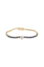 Blue Sapphire Tennis Bracelet with Diamond Heart
