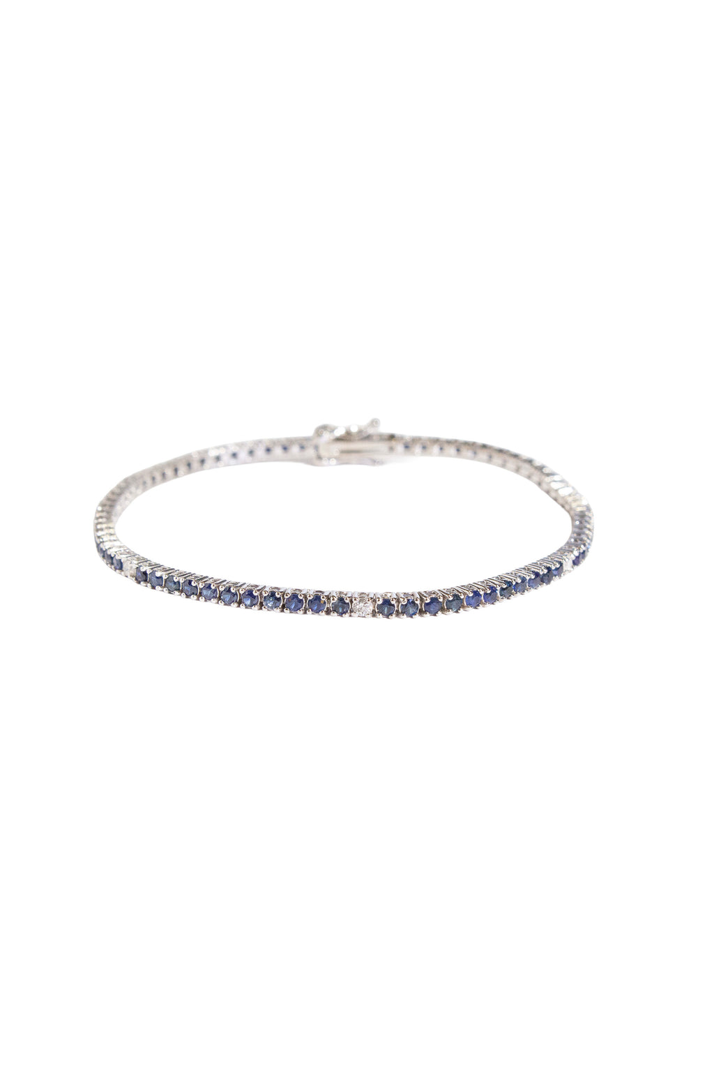 Blue Sapphire & Diamond Tennis Bracelet