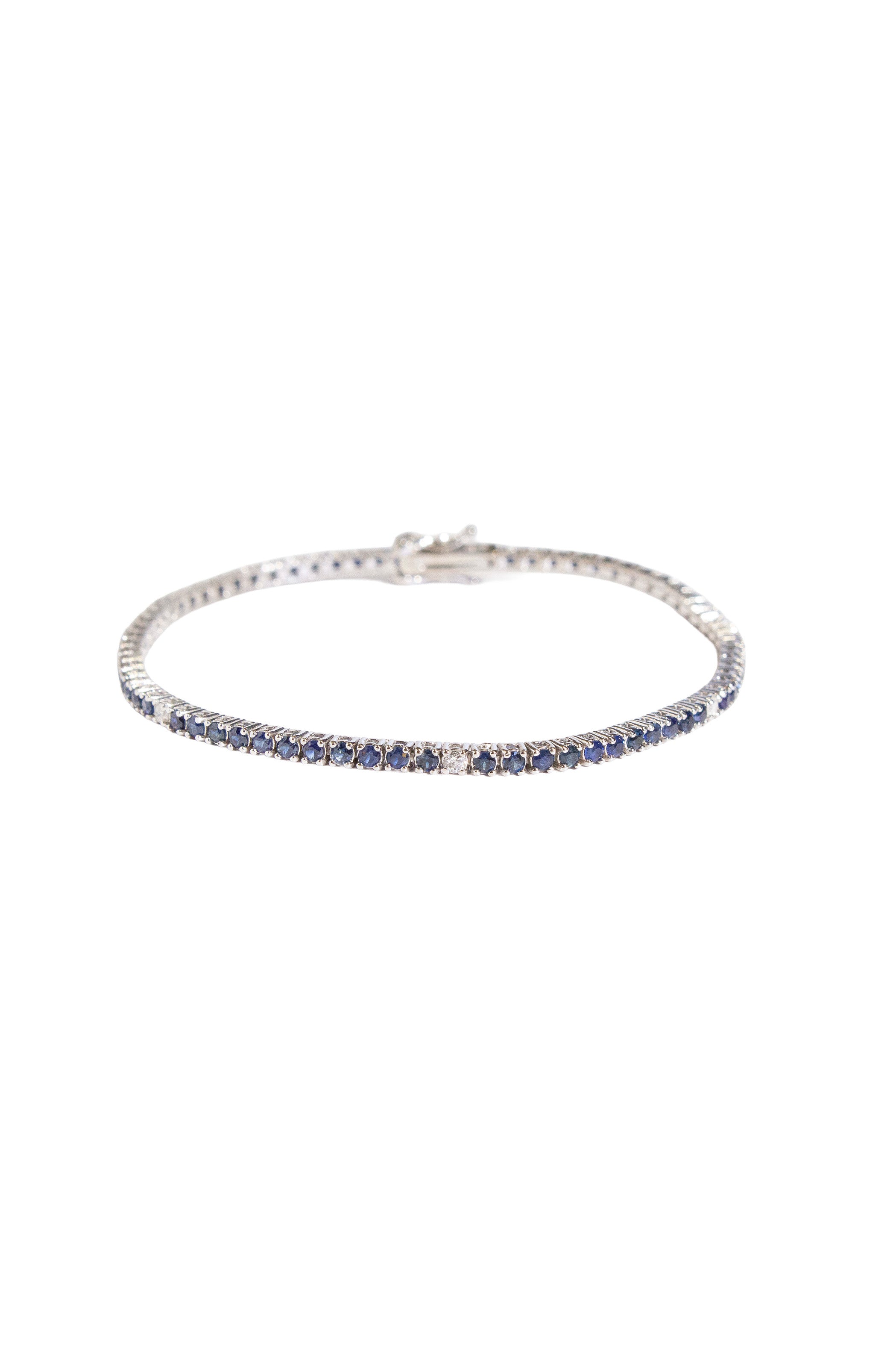 Blue Sapphire & Diamond Tennis Bracelet