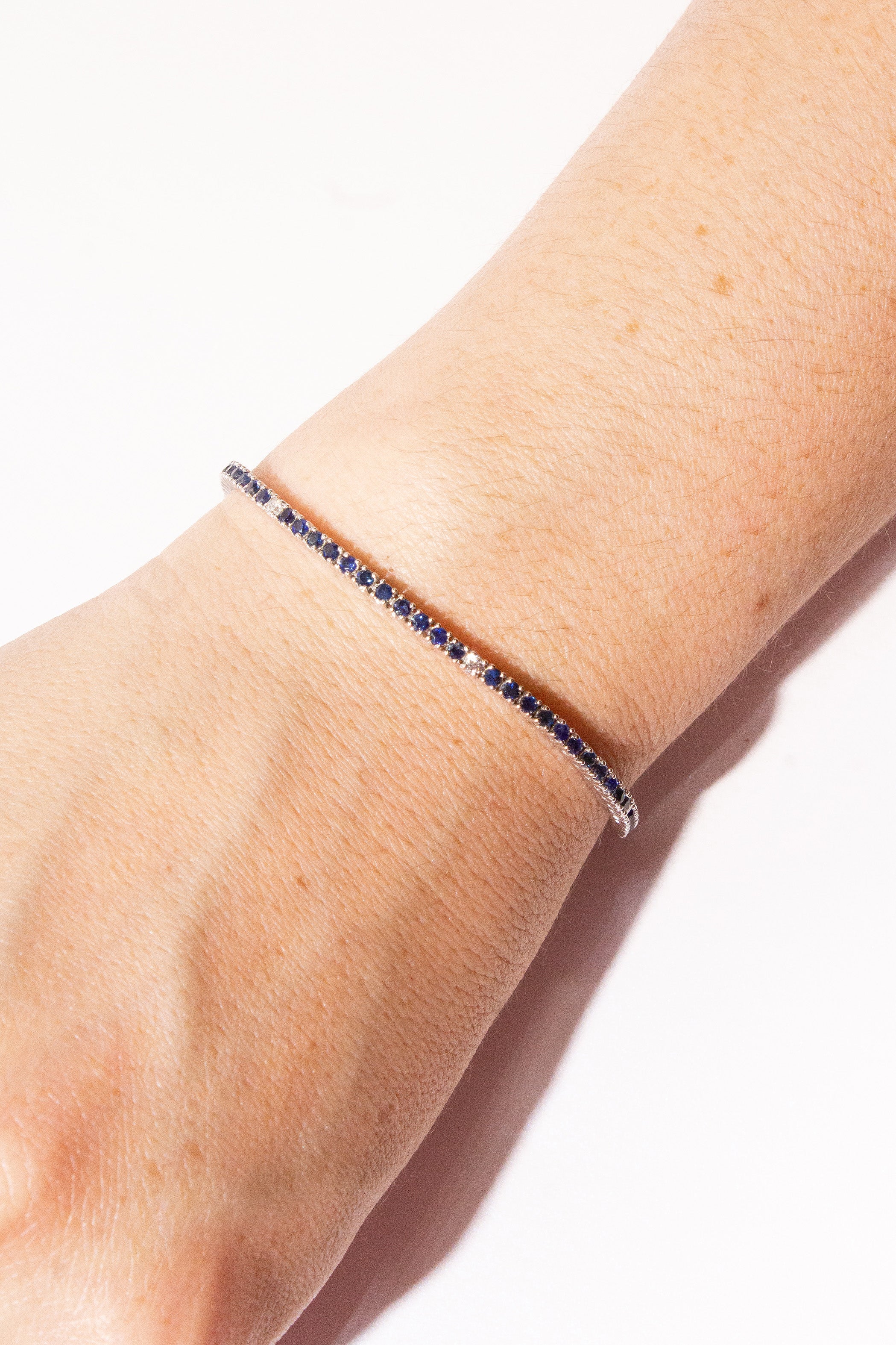 Blue Sapphire & Diamond Tennis Bracelet Secondary image