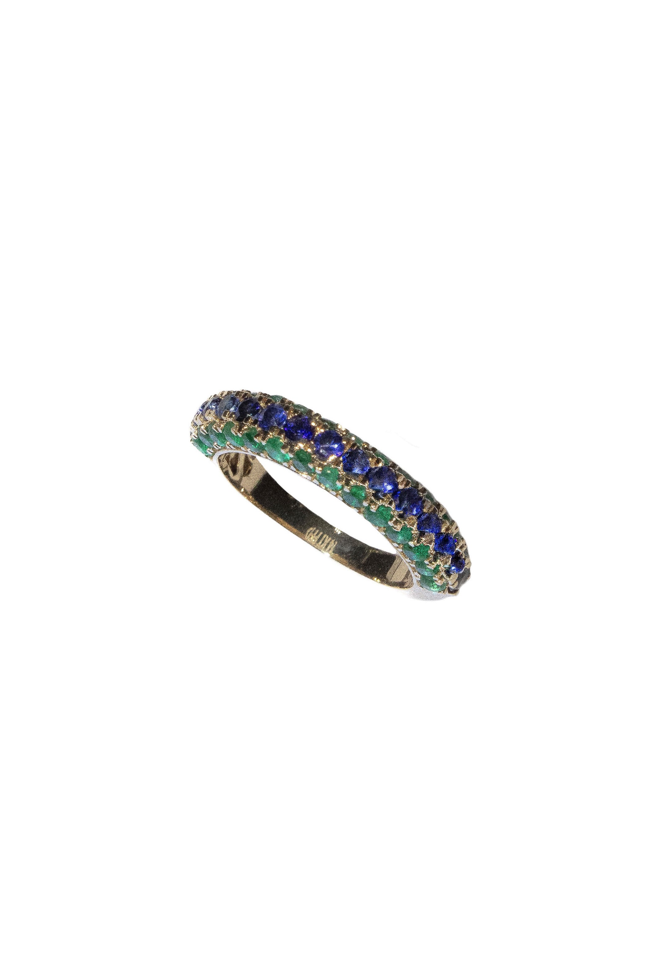 Dome Blue Sapphire & Emerald Ring