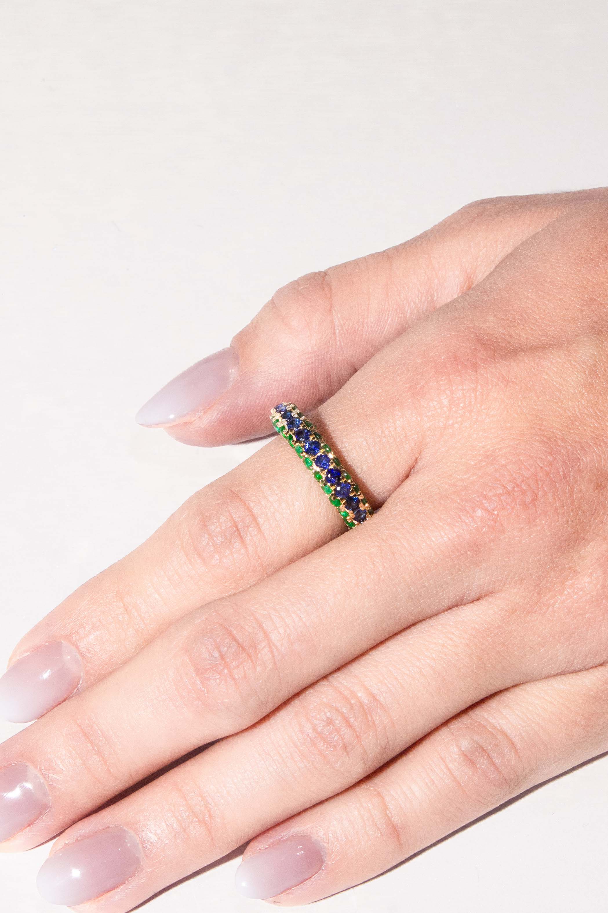 Dome Blue Sapphire & Emerald Ring Secondary image