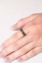 Dome Blue Sapphire & Emerald Ring