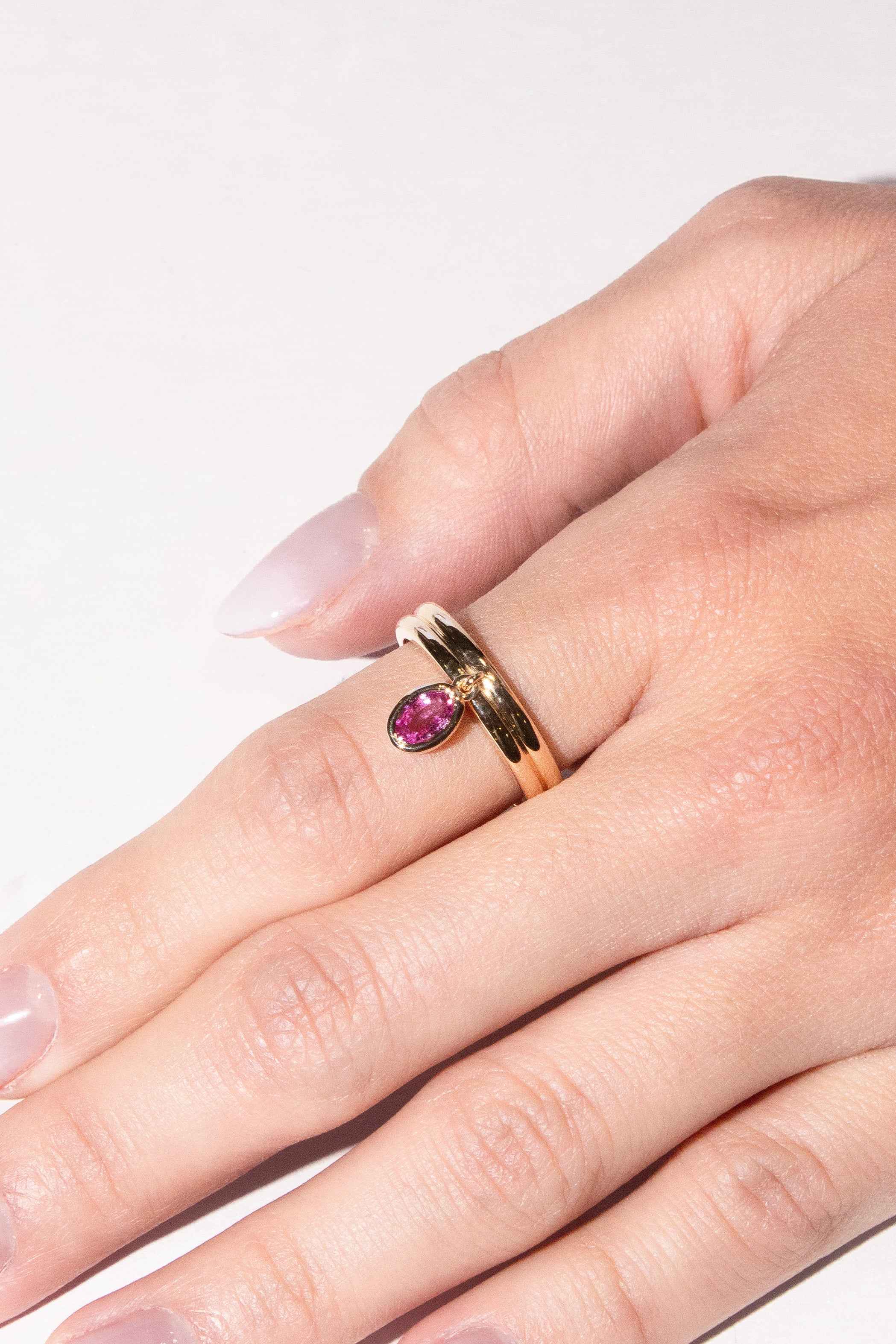 Hanging Pink Sapphire Ring