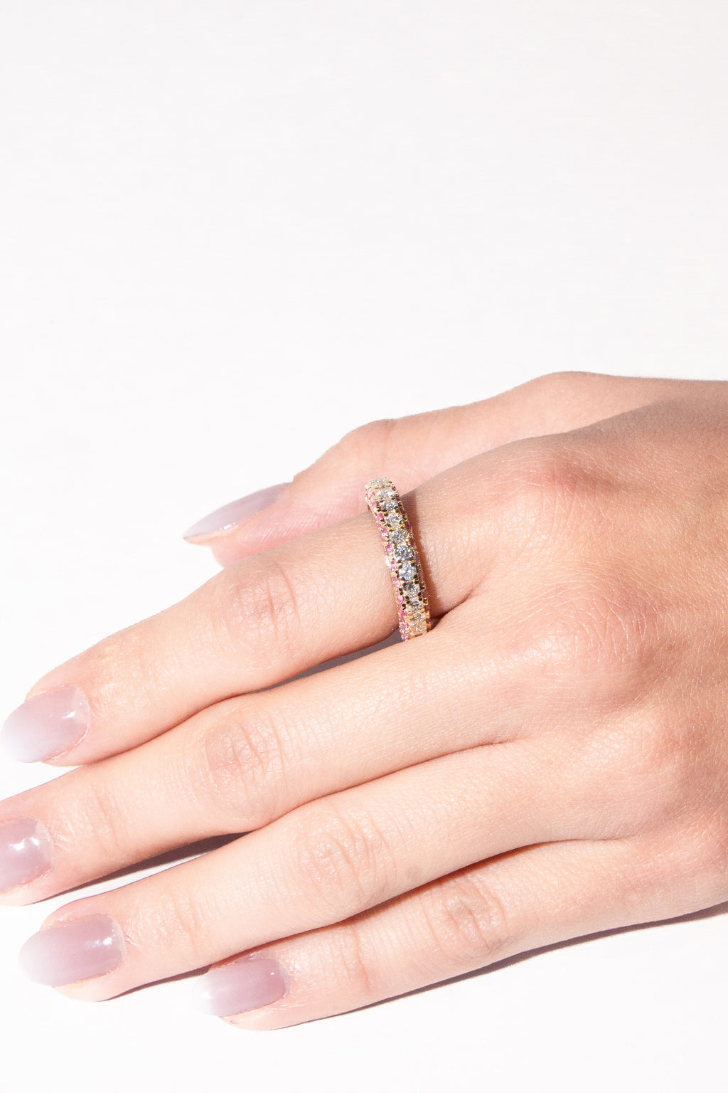 Dome Pink Sapphire & Diamond Ring