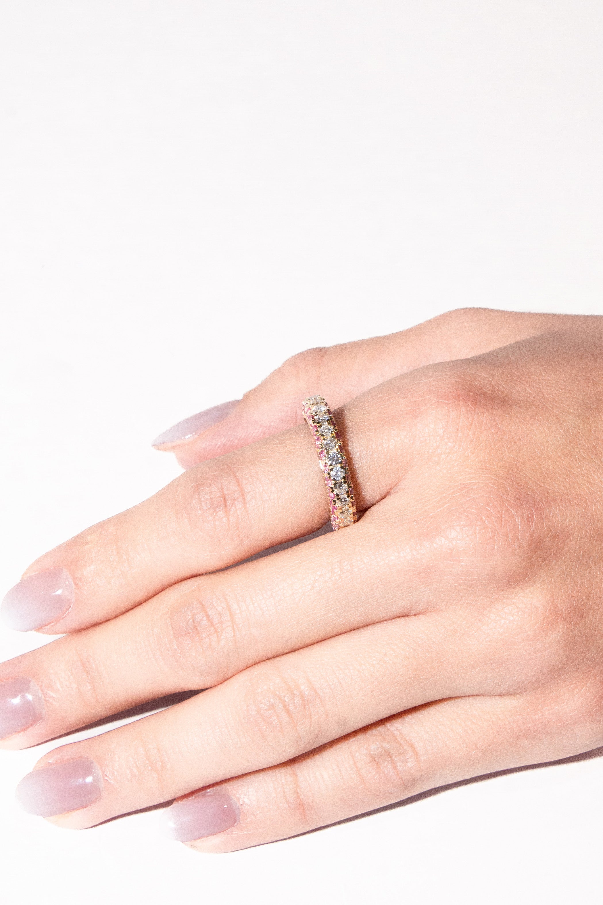 Dome Pink Sapphire & Diamond Ring