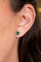 Oval Emerald French-Set Studs