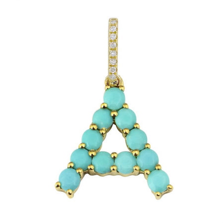 Turquoise Initial  Charm