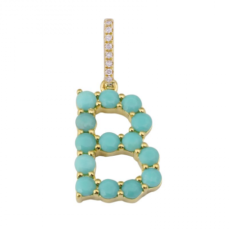 Turquoise Initial  Charm