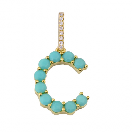 Turquoise Initial  Charm