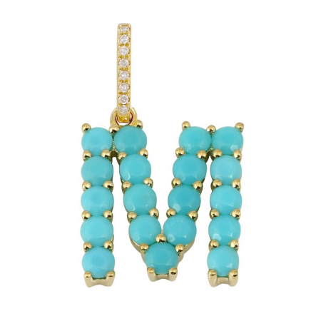 Turquoise Initial  Charm