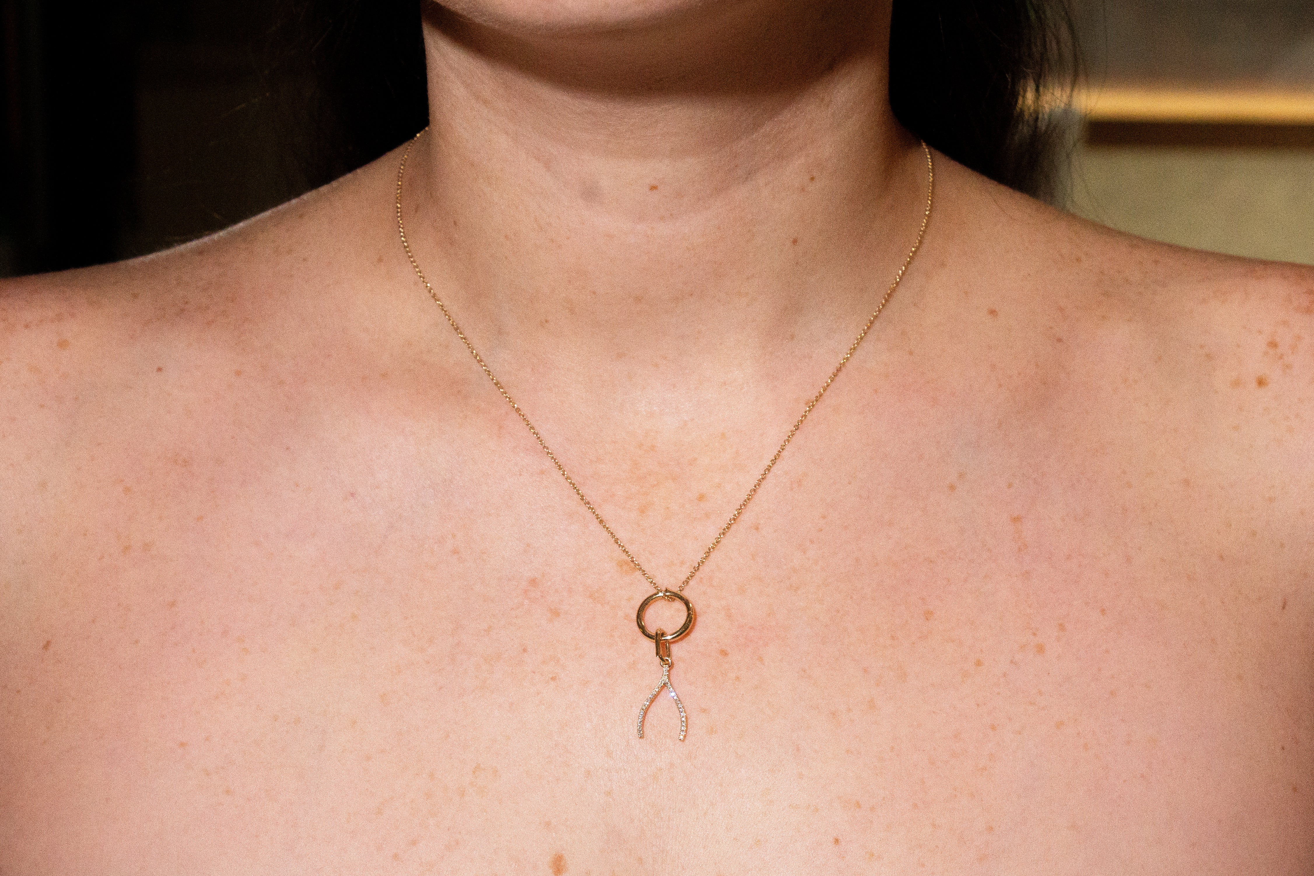 Diamond Wishbone Charm Secondary image