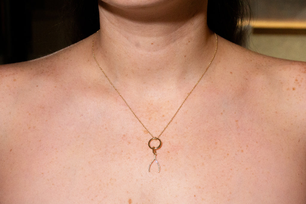 Diamond Wishbone Charm