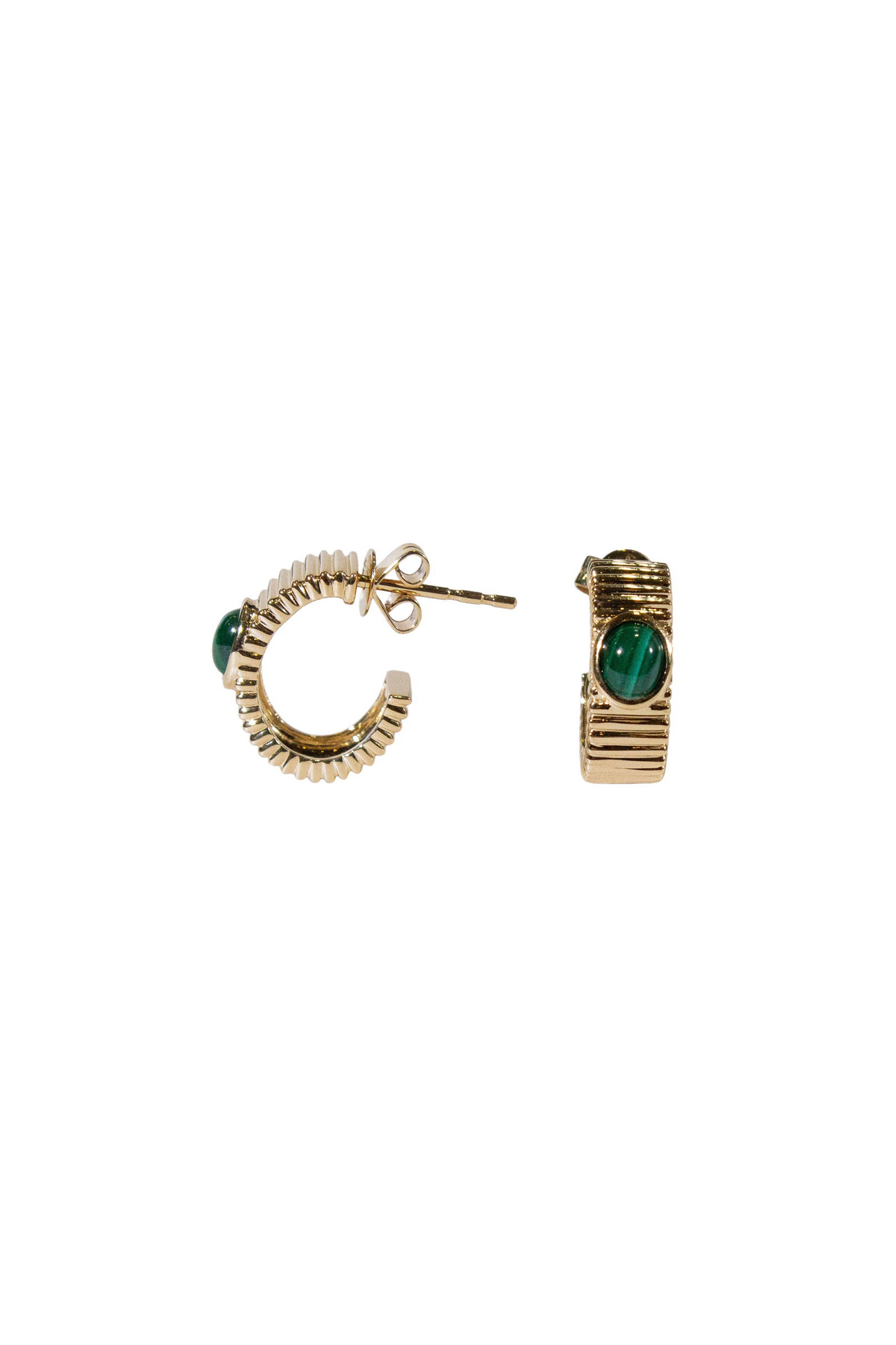 Fluted Oval Malachite  Hoop Earrings Main image