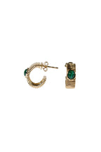 Fluted Oval Malachite  Hoop Earrings