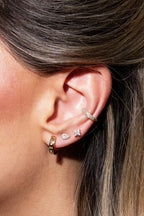Inlay Diamond Huggie Earrings