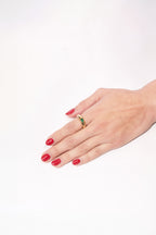 Inlay Pear Shaped Emerald Ring