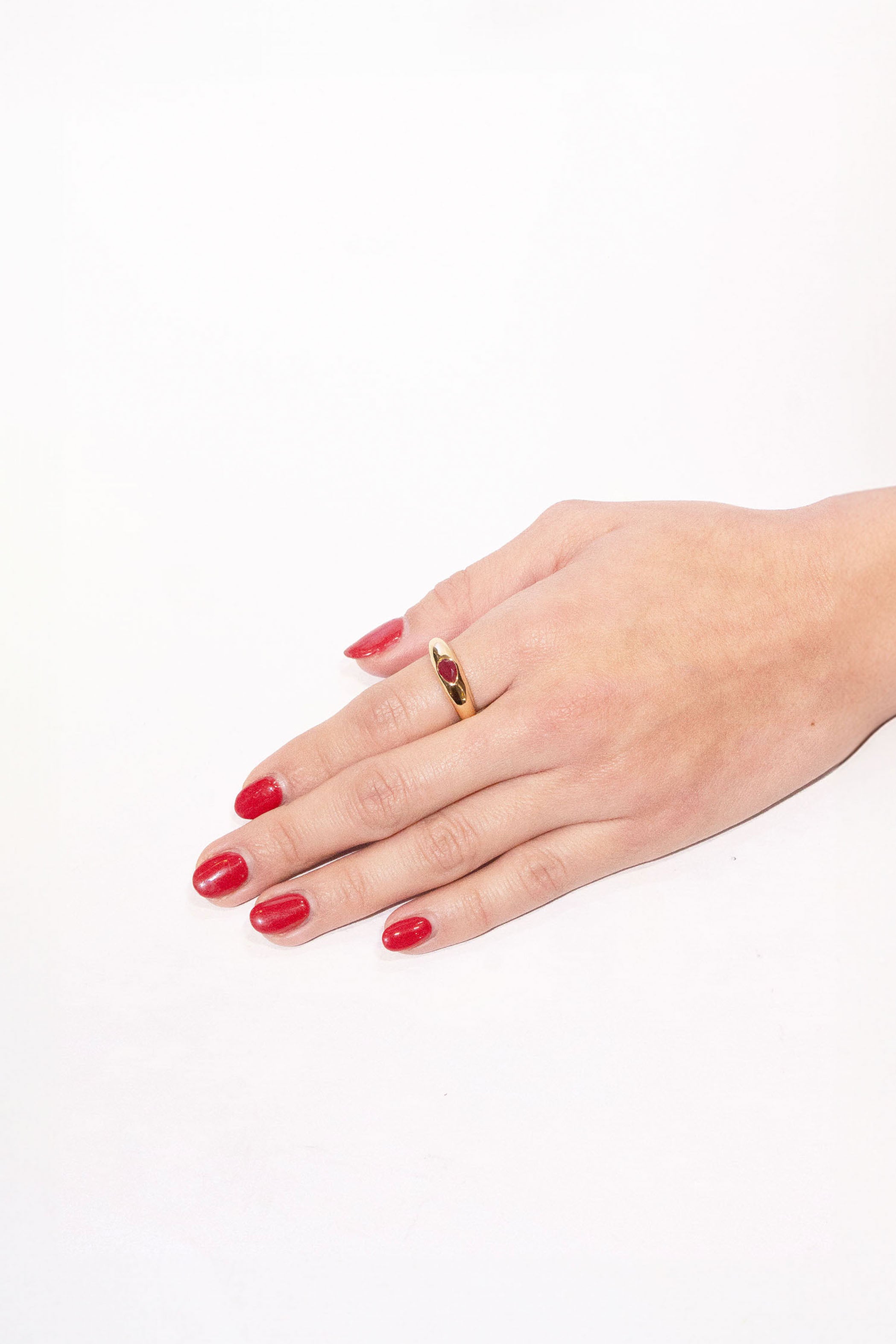 Inlay Pear Shaped Ruby Ring