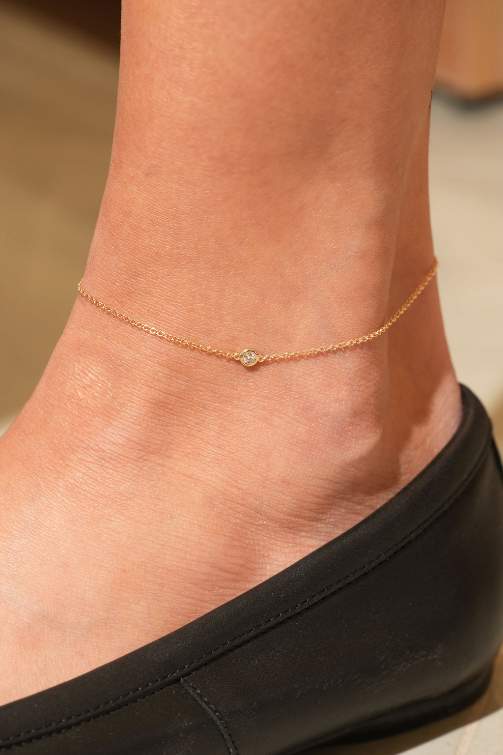 Solitaire Bezel Diamond Anklet
