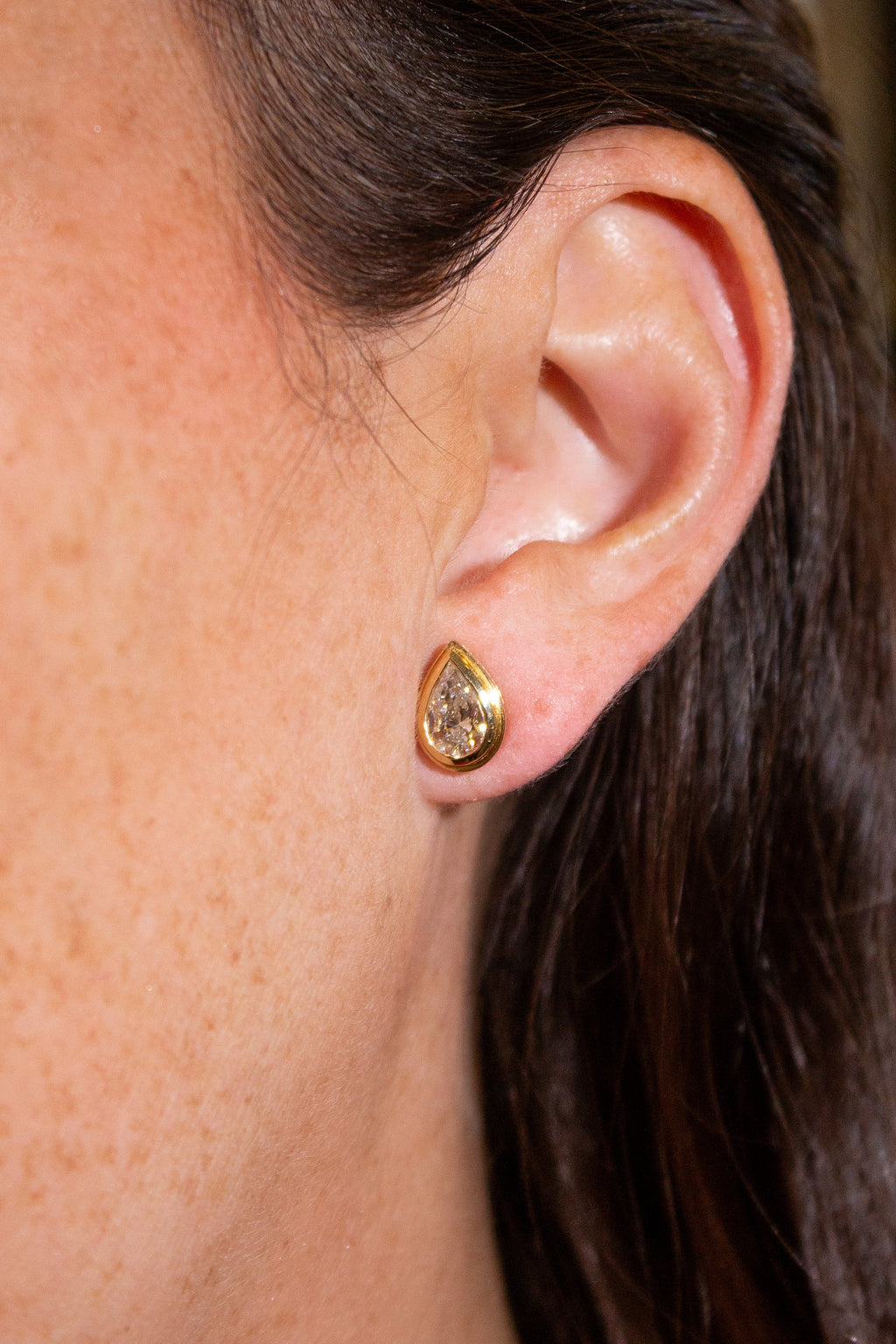 Bezel Set Pear Shape Earrings