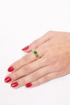 Fluted Oval Malachite Ring