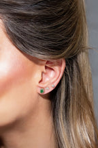 Oval Emerald Halo Studs