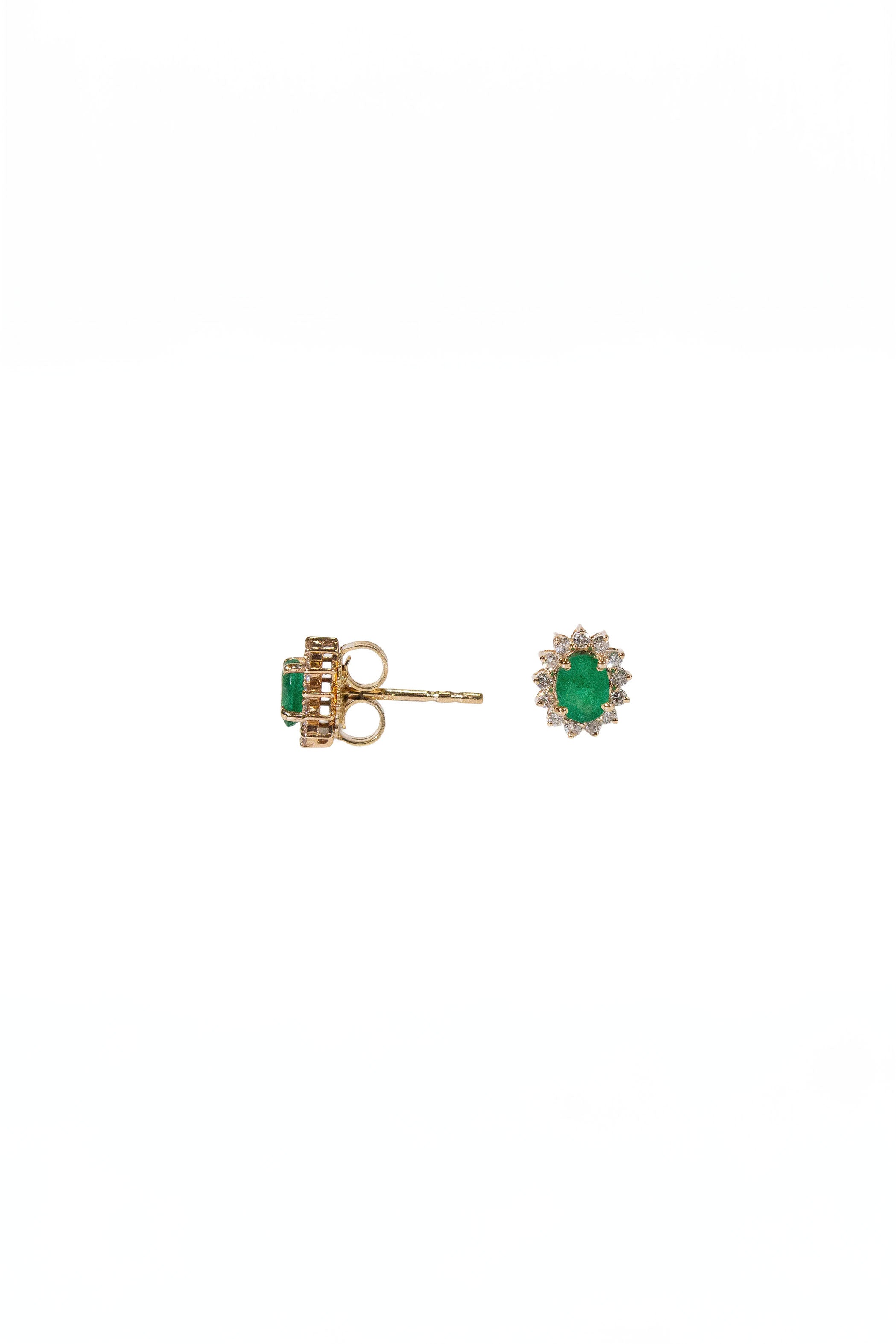 Oval Emerald Halo Studs Main image