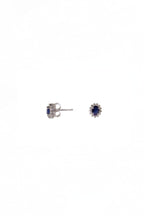 Oval Blue Sapphire Halo Studs