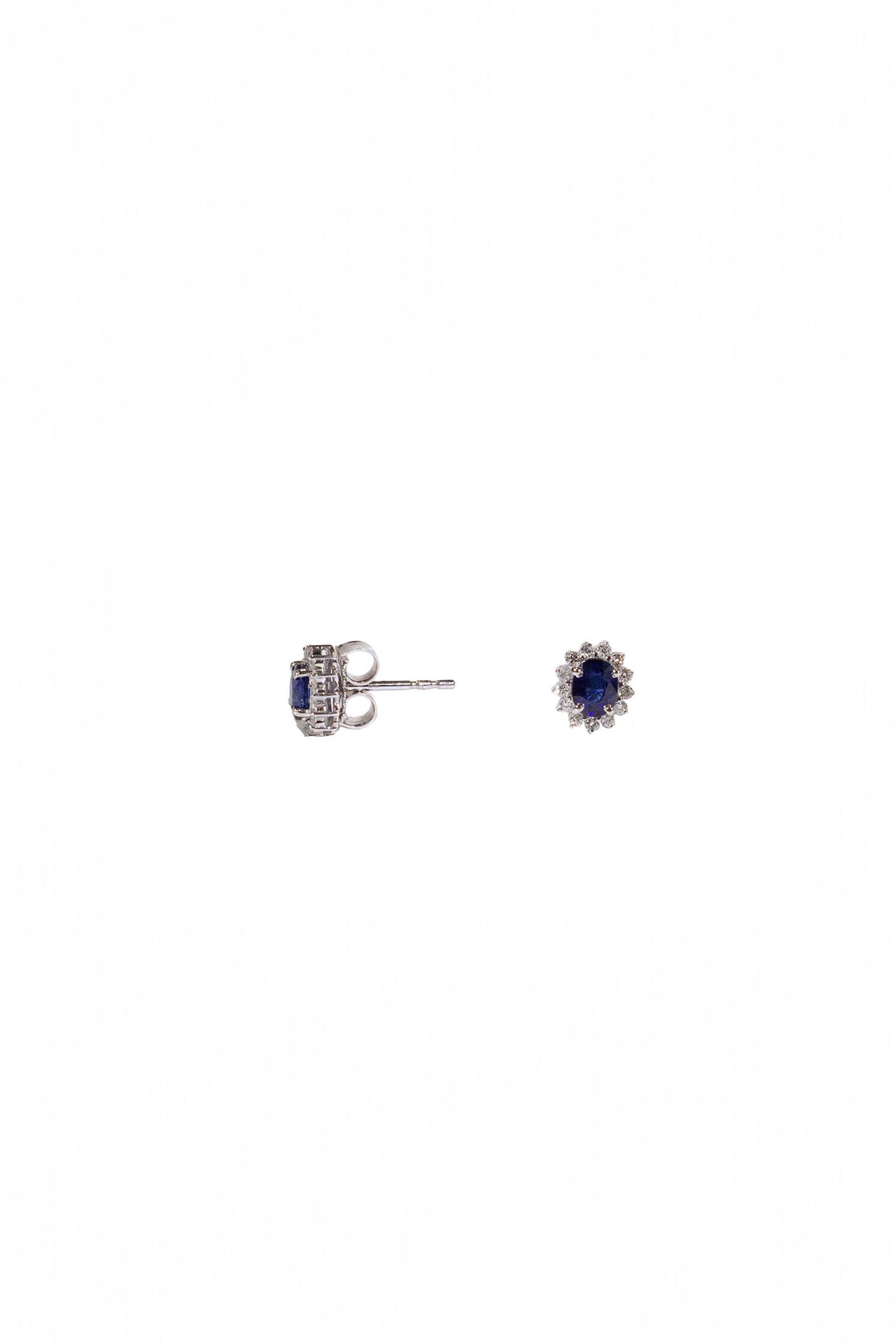 Oval Blue Sapphire Halo Studs