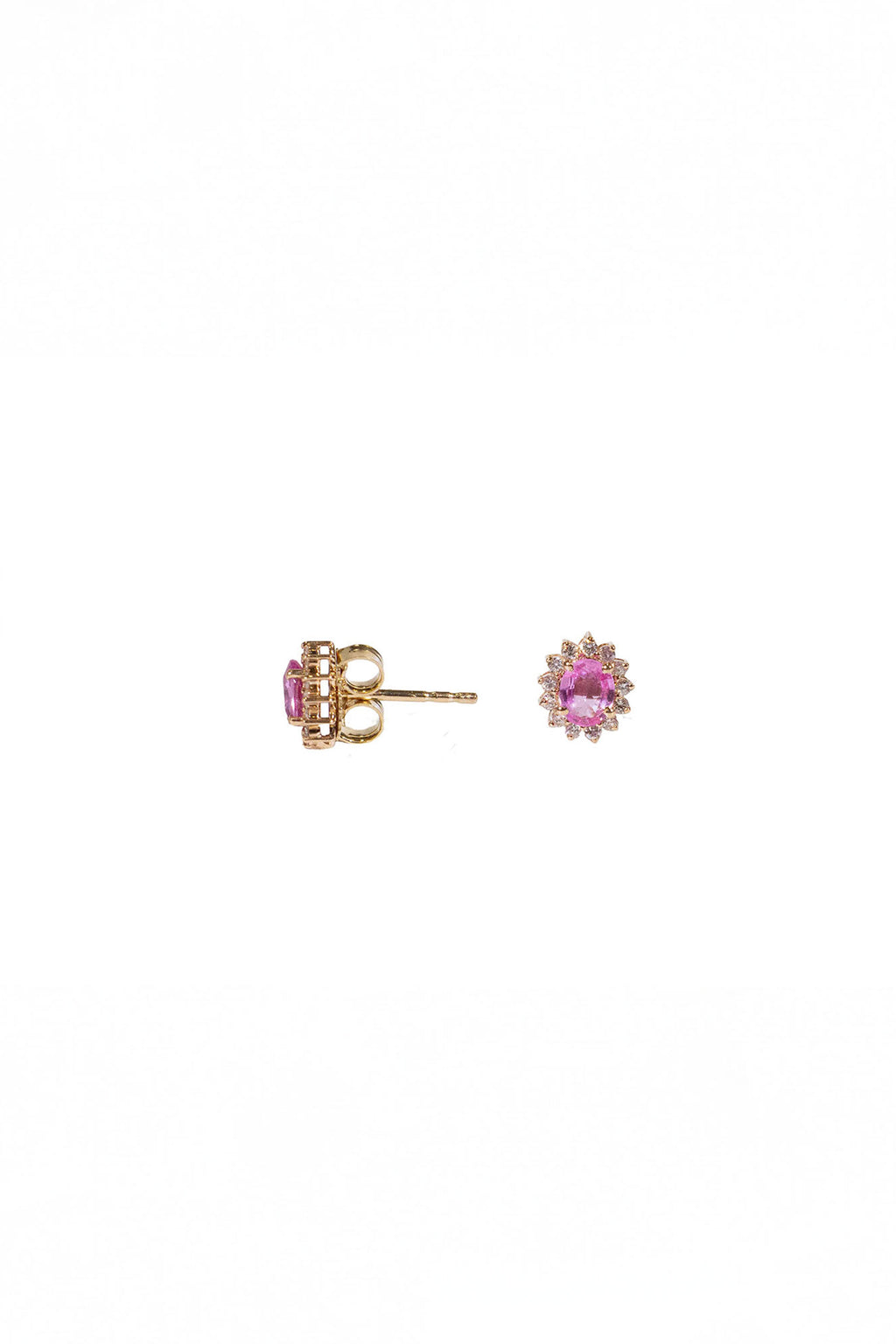 Oval Pink Sapphire Halo Studs