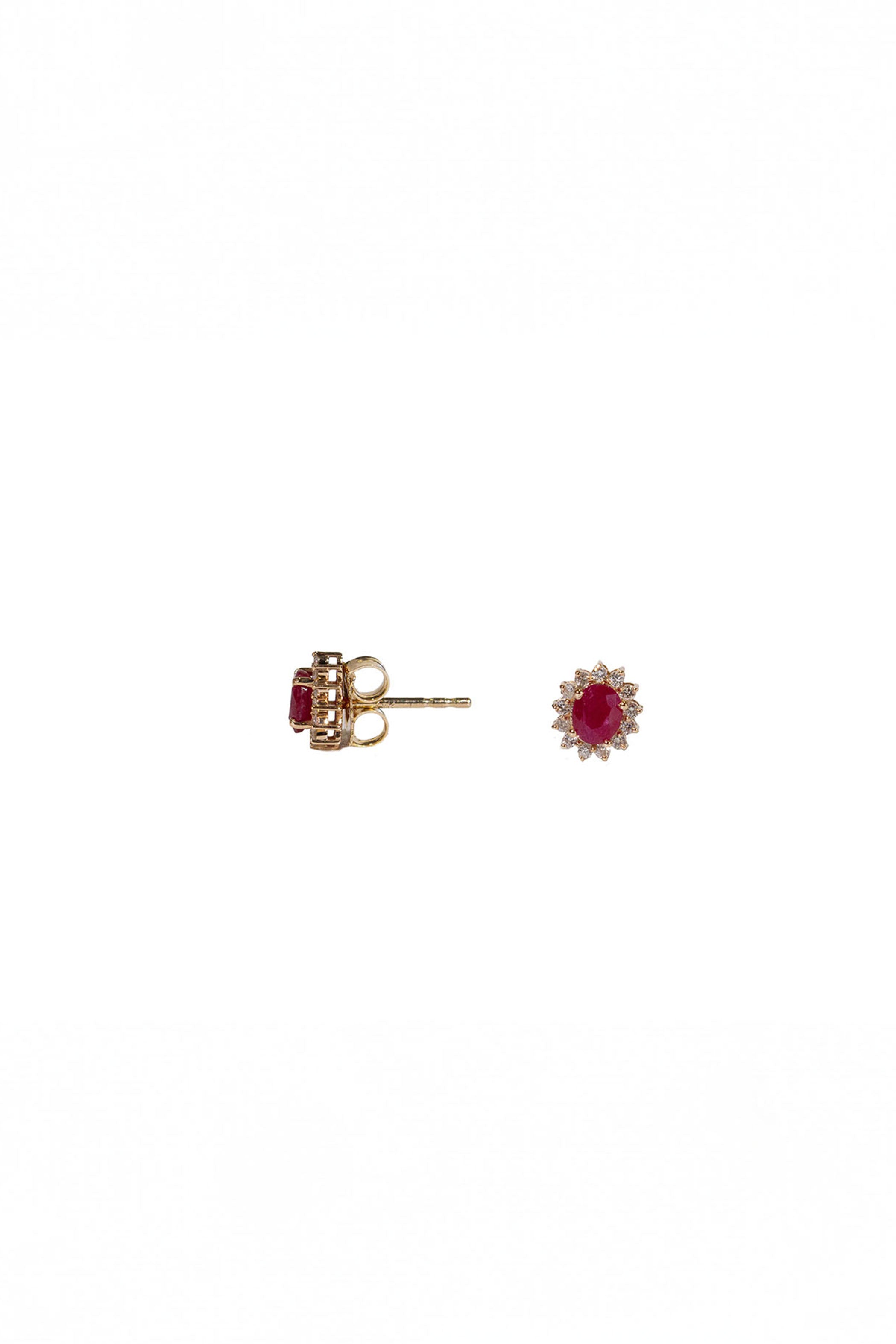 Oval Ruby Halo Studs Main image