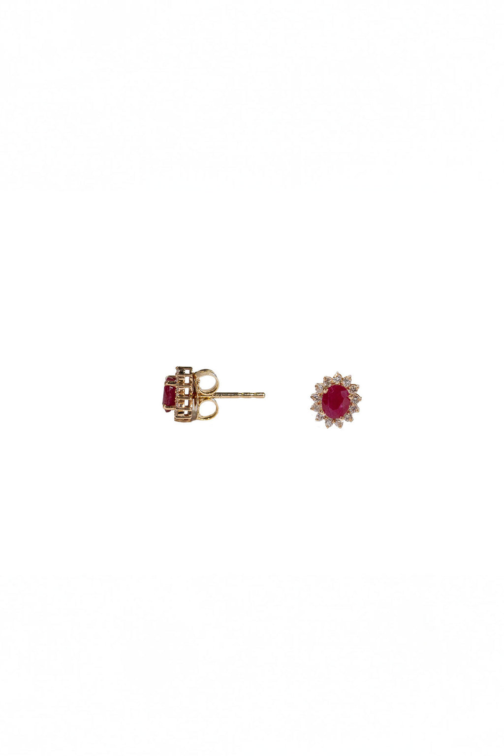 Oval Ruby Halo Studs
