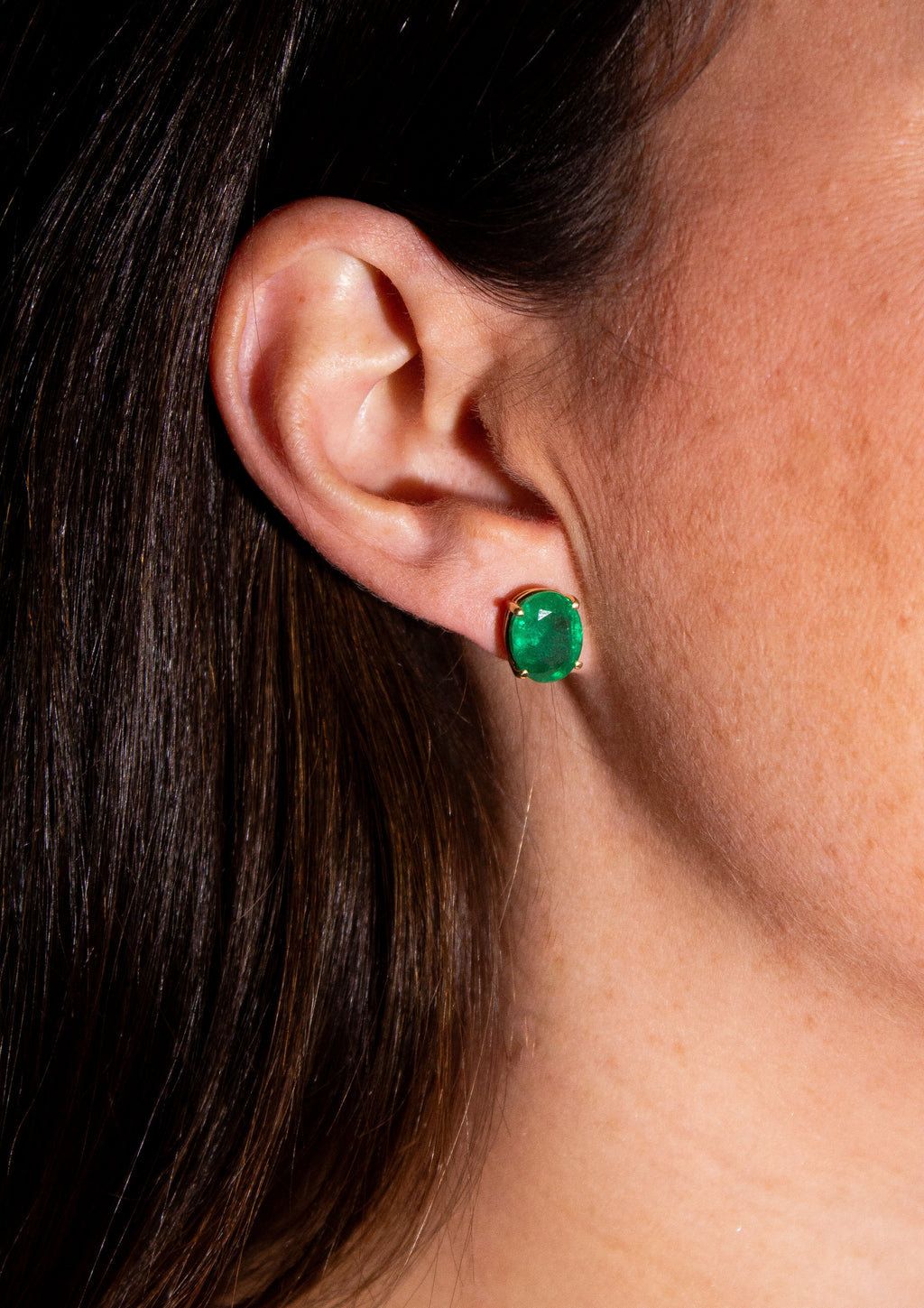 Solitaire Oval Emerald Earrings