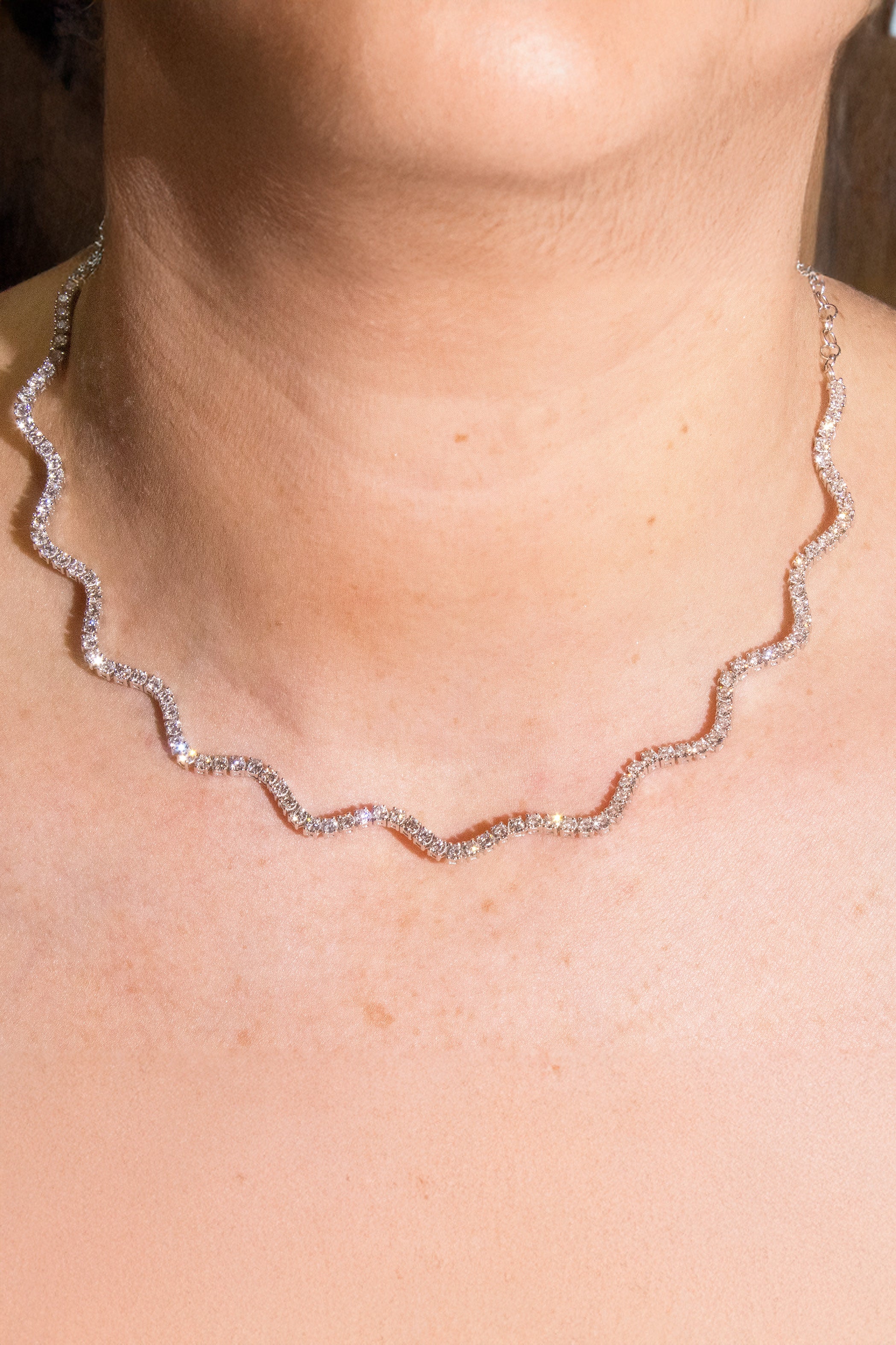Wavy Diamond Necklace 4.24ct